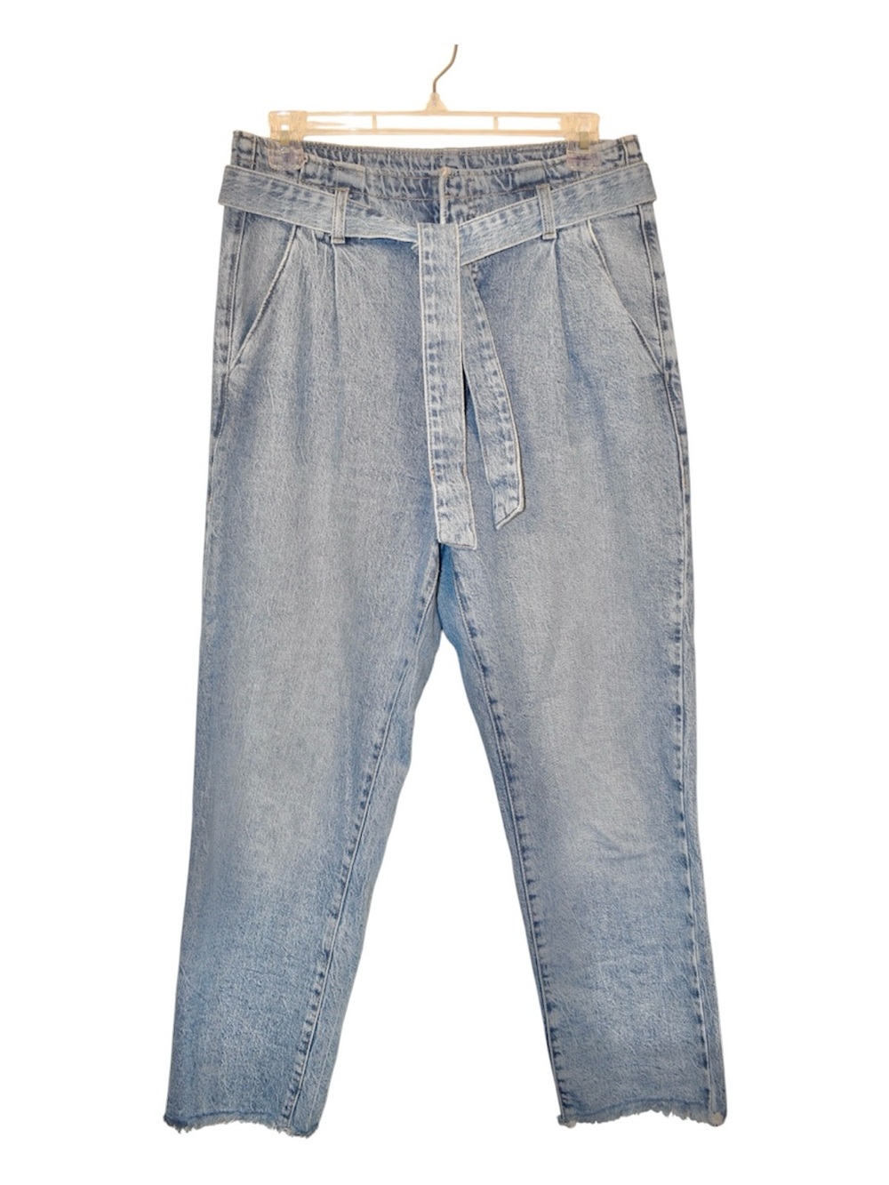 Dynamite Light Blue Relaxed Paperbag Jeans with Tie Belt